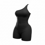 Curvy-size one sleeve one piece  (Shorts )