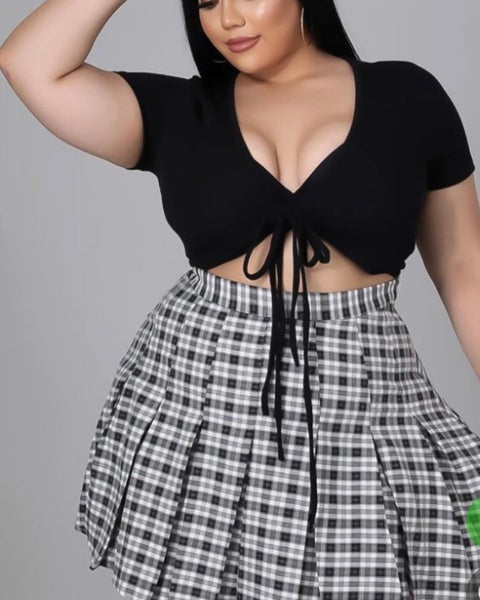 Plus size two piece skirt set