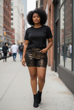 Leather shorts