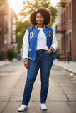 Curvy-size varsity jacket
