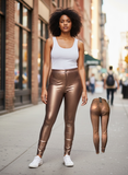 Metallic leather pants