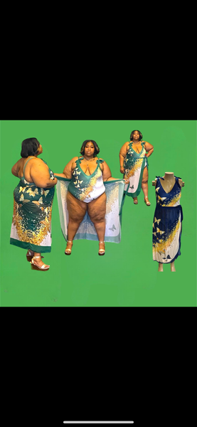 Plus size two piece swim suit with cover up