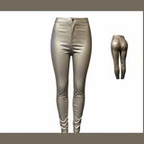 Metallic leather pants