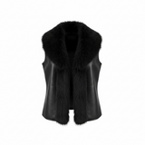 Leather vest with Faux fur