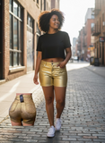 Leather shorts