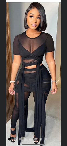 Two Piece Pants Set (sheer)