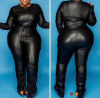 Plus size leather two piece stack leg and arm set