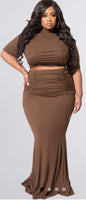 Two piece brown skirt set